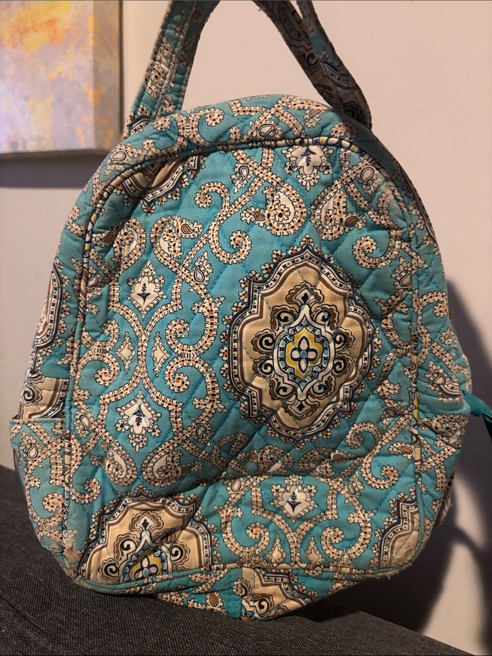Vera Bradley Teal Paisley Quilted Cosmetic Pouch floral print